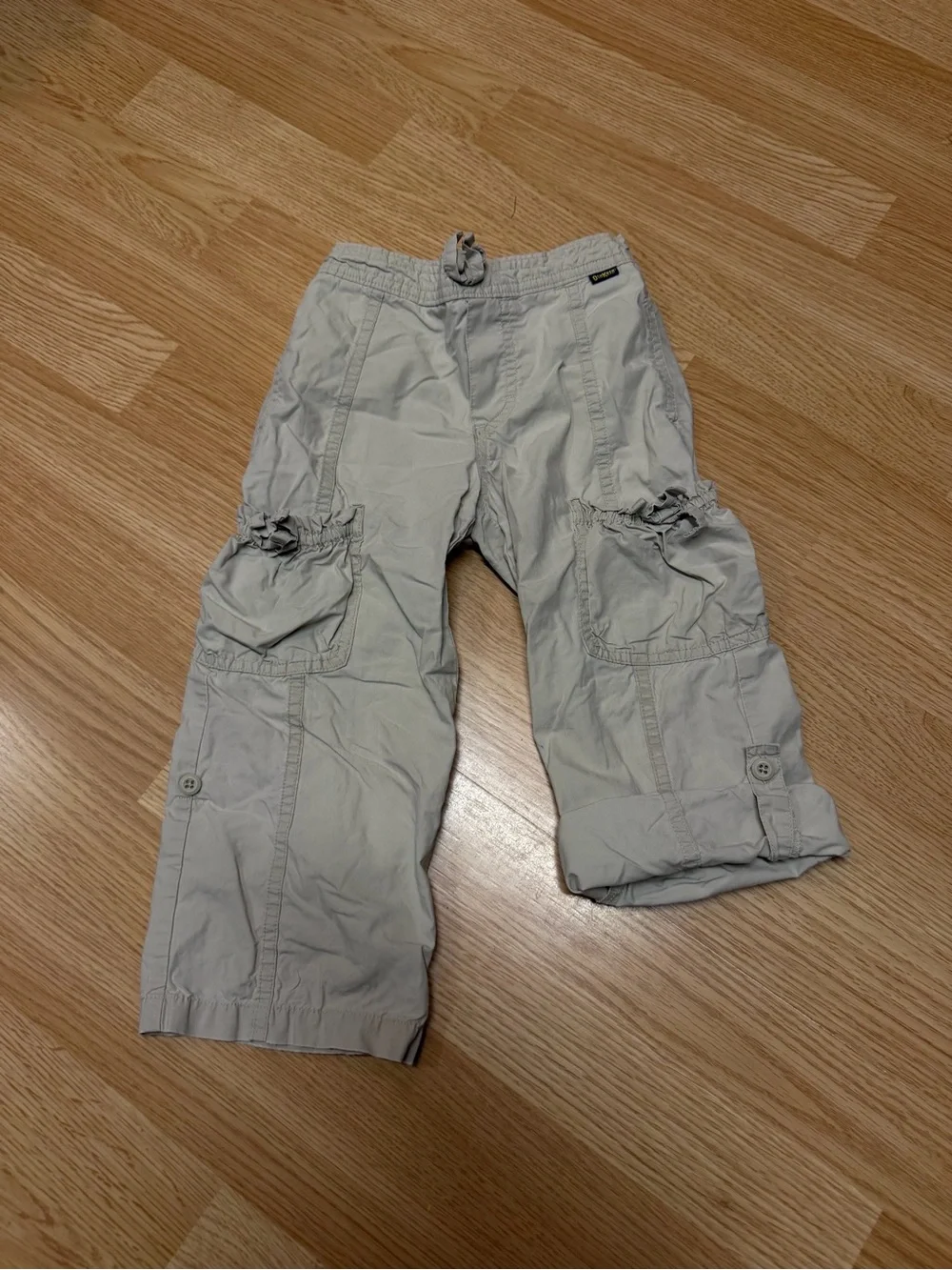 OshKosh B’gosh 3T Khaki Cotton Cargo Pants Utility Drawstring Boys Girls